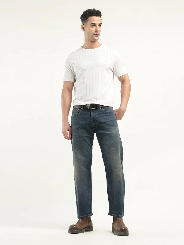 Men's 555'96 Relaxed Straight Fit Indigo Jeans Streetwear Style