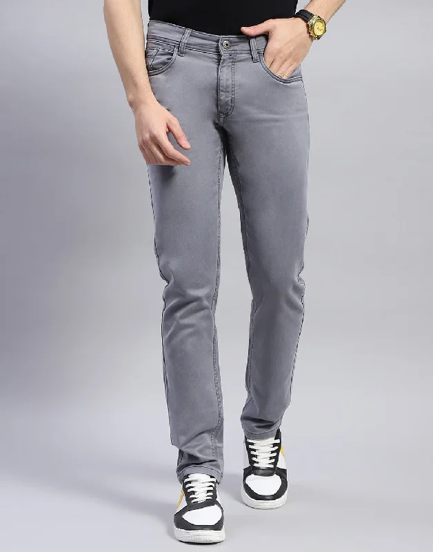 Men Grey Light Wash Narrow Fit Denim Tough Men's Military