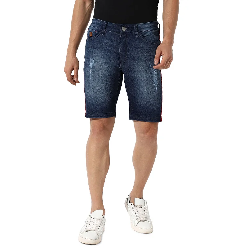 Side-Striped Denim Shorts Masculine Men's 