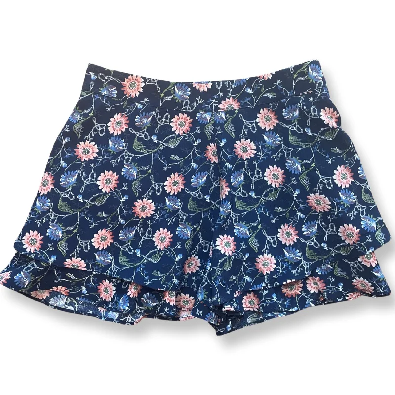 Girl's Ruffle Floral Shorts In Navy Vintage Men's 1970S Disco