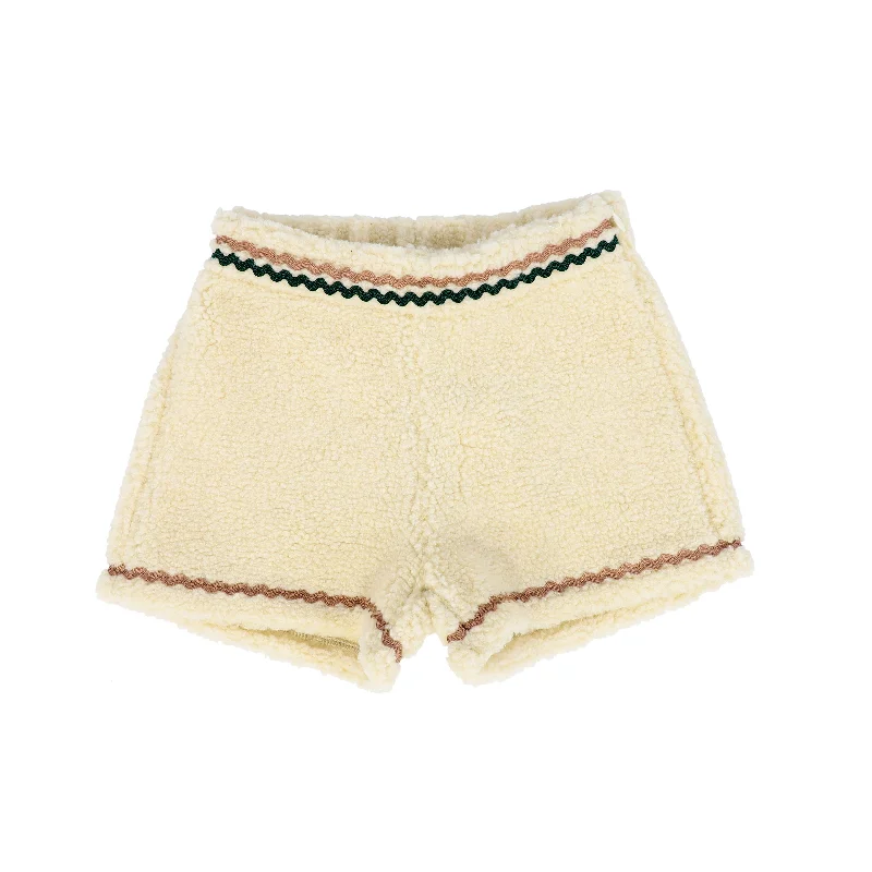 BELLE CHIARA ECRU SHERPA TRIMMED SHORTS [Final Sale] Elegant Men's Formal 