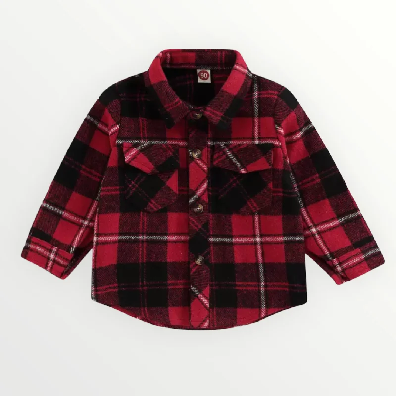 Plaid Shirt Shacket - Red Unique Men's Patch