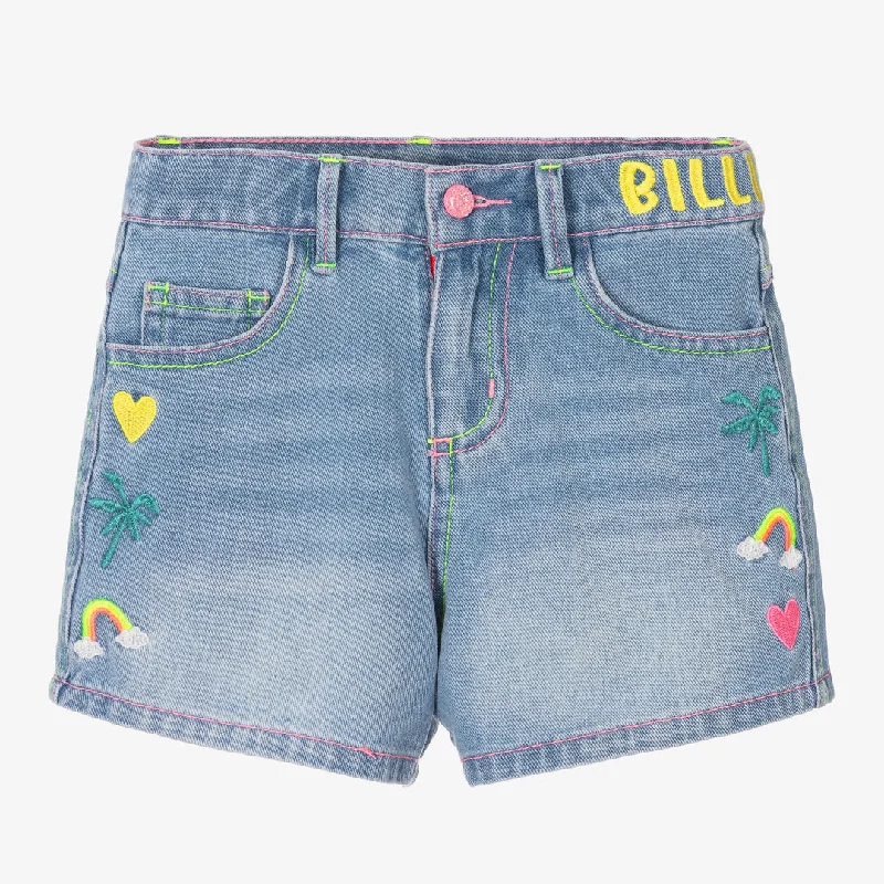 Blue Logo Denim Shorts British Gentleman Style