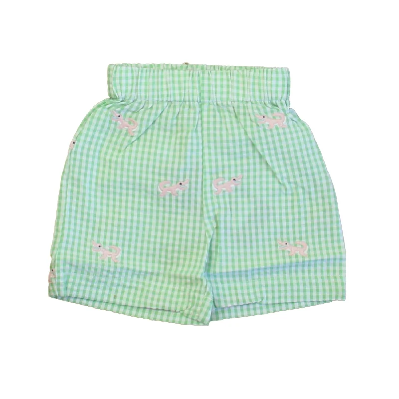 Classic Prep Boys Apple Green Gingham with Alligators Shorts Tailored