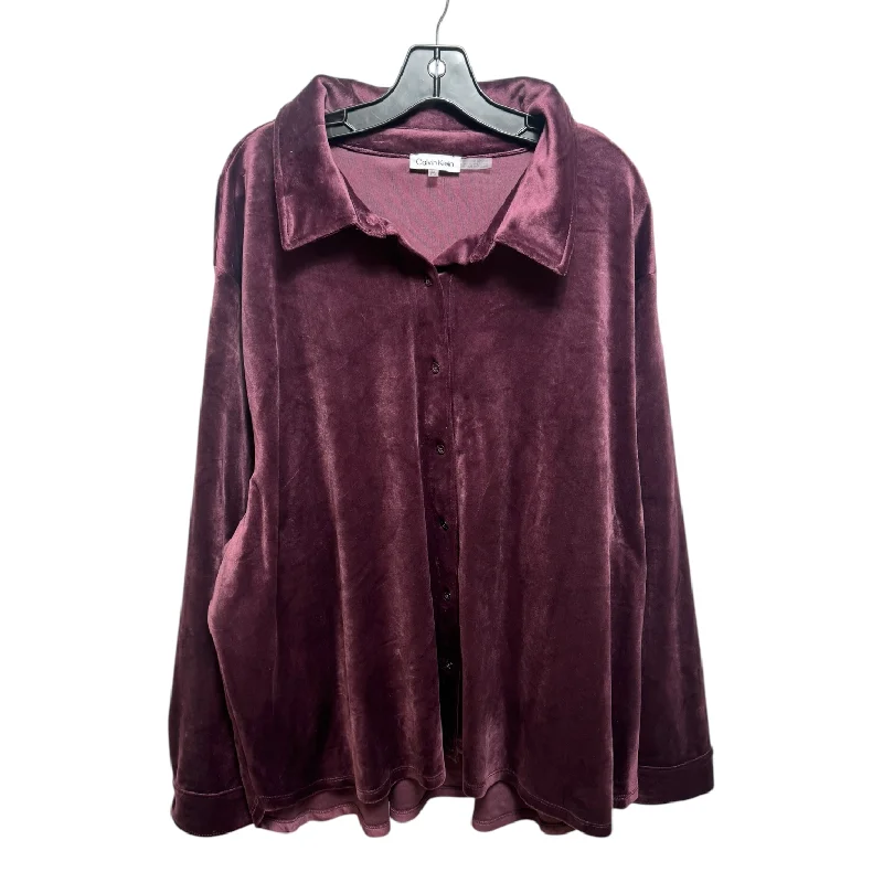 Velvet Top Long Sleeve By Calvin Klein  Size: 3x Organic