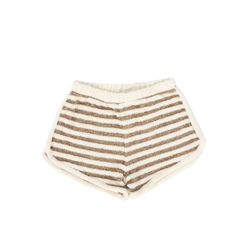 MY LITTE COZMO BROWN/BEIGE STRIPED TERRY SHORTS Sharp Men's Italian