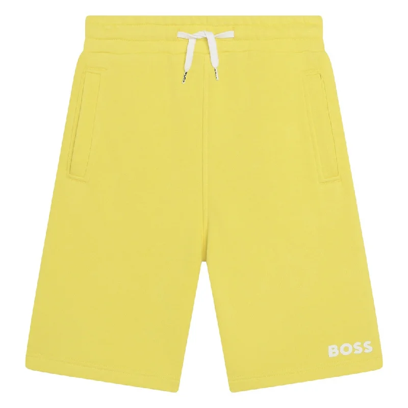 Yellow Logo Shorts Cool Men's Skate