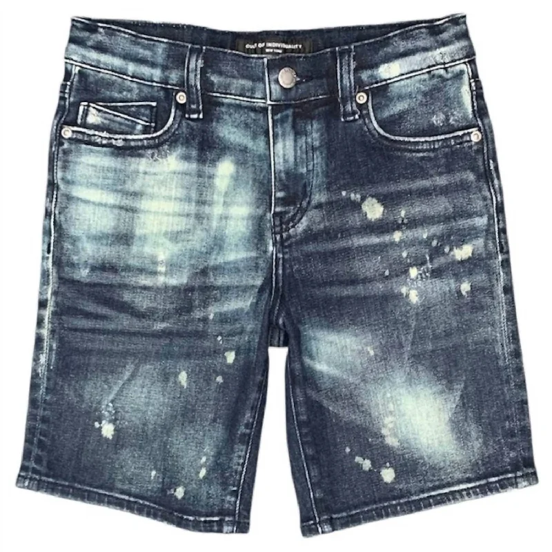 Kid's Denim Short In Blue Cool Men's Distressed