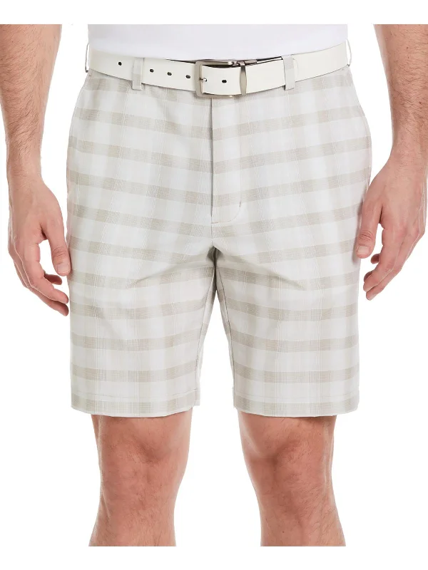 Mens Plaid Polyester Casual Shorts Cozy Men's Winter