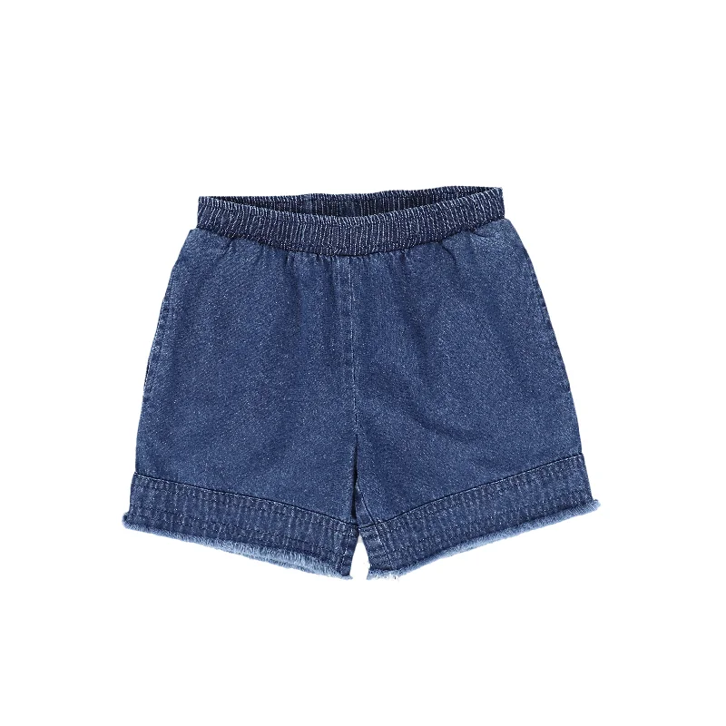 BACE COLLECTION MID BLUE DENIM FRINGE SHORTS Dynamic Men's Glow