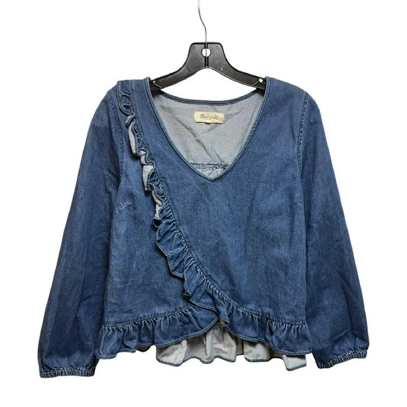 Denim Ruffle Top Long Sleeve By Madewell  Size: M Classic Men's Pin