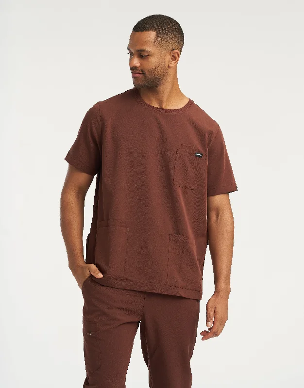 Essential Crewneck Scrub Top - Cocoa Gym