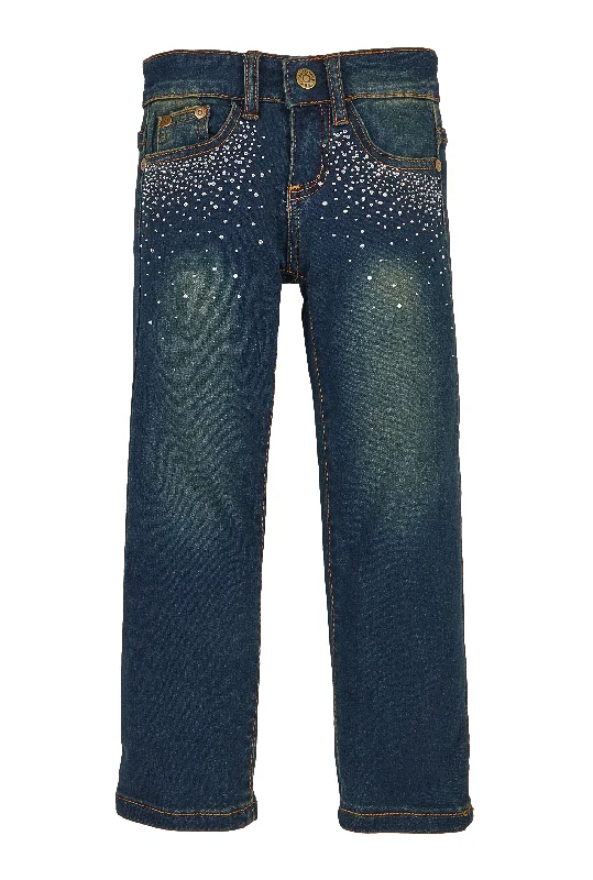 Little Girls Rhinestone Straight Leg Jeans Beach