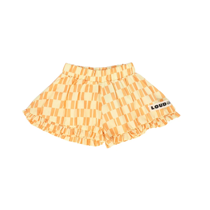 LOUD ORANGE/YELLOW CHECKED RUFFLE TRIM SHORTS Sporty Men's Tennis