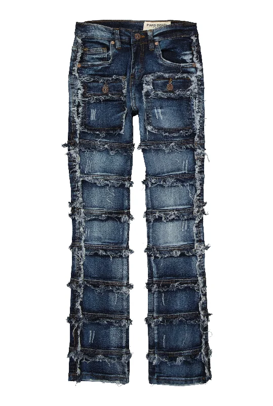 Boys Frayed Patchwork Jeans Relaxed Men's Australian 