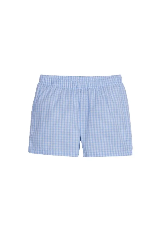 Kids' Cotton Shorts In Blue Plaid Tough Men's Military