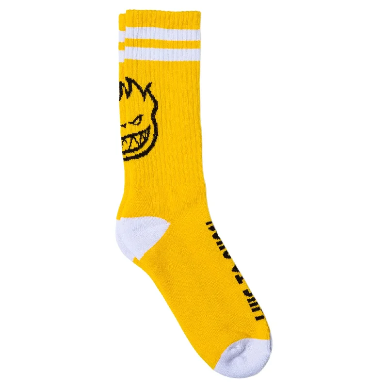 Spitfire Heads Up Crew Socks Yellow/Black/White Traditional Men's Wool