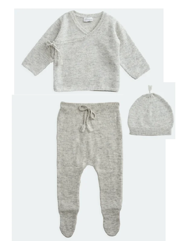 BELLE ENFANT Wrap Top, Leggings, Hat Set Silver Marl Beach