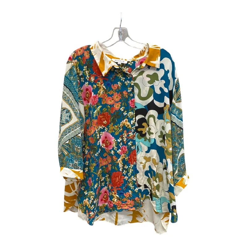 Top 3/4 Sleeve By Rose And Olive In Multi, Size:3X Organic