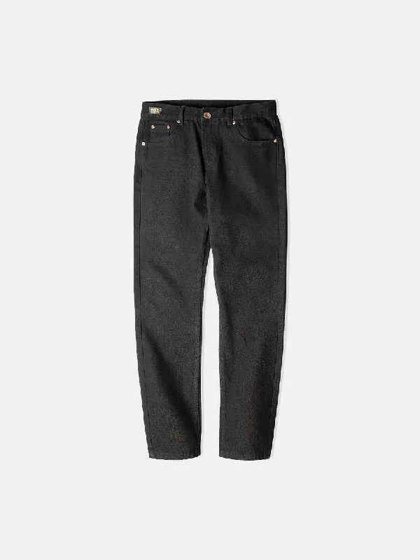 Retro Black Denim Pants Polished Men's Silk