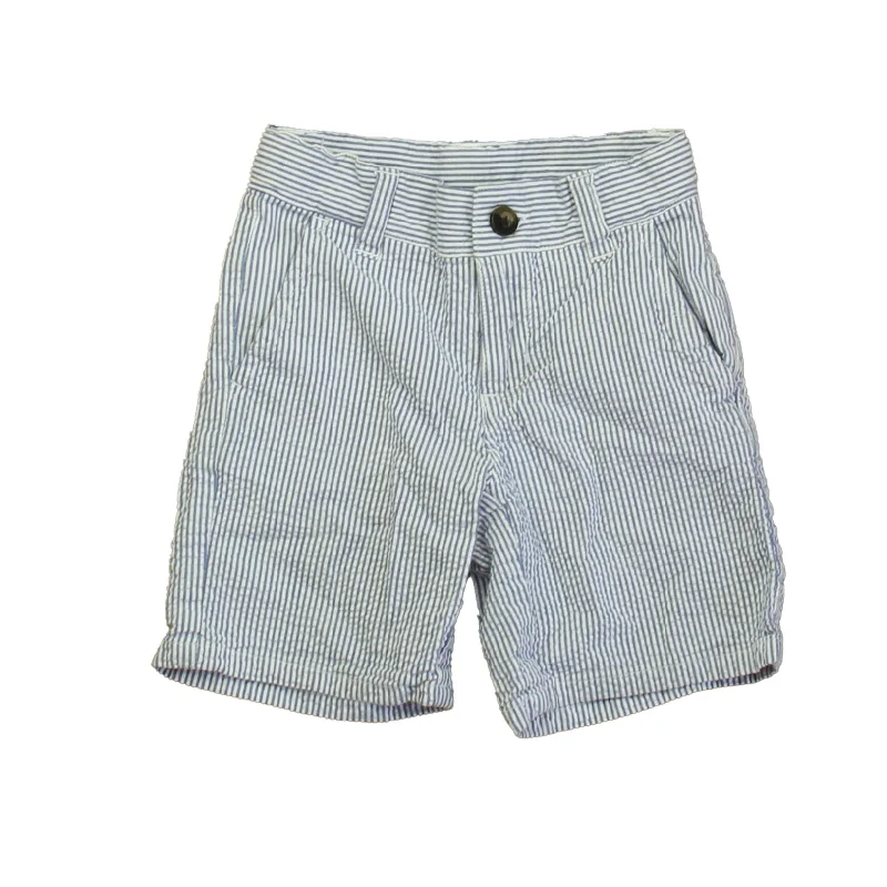 Janie and Jack Boys Blue | White Stripe Shorts Laid