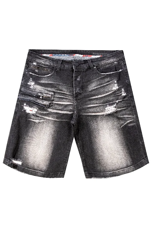 Treyton Wash Denim Short- Grey Lumberjack