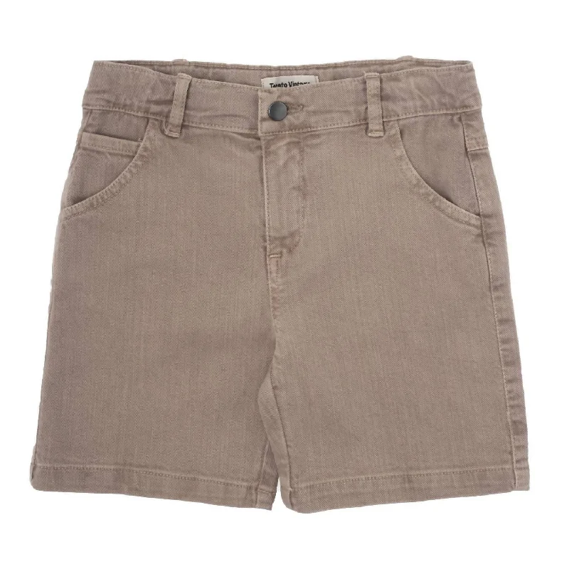 Kids Boys Colored Denim Shorts In Brown Dynamic Men's Glow