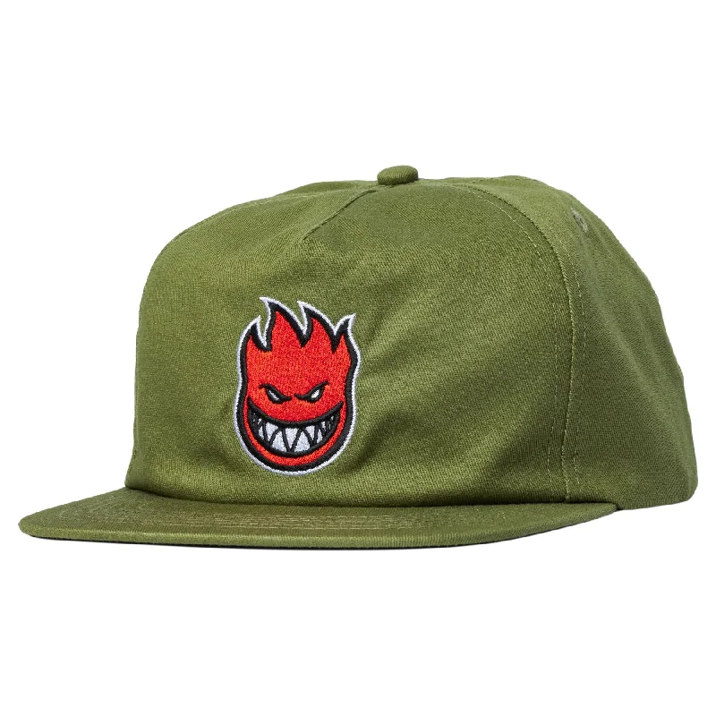 Spitfire Bighead Snapback Hat - Olive/Red Tailored